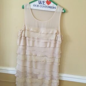 Loft multi layer cream color dress
